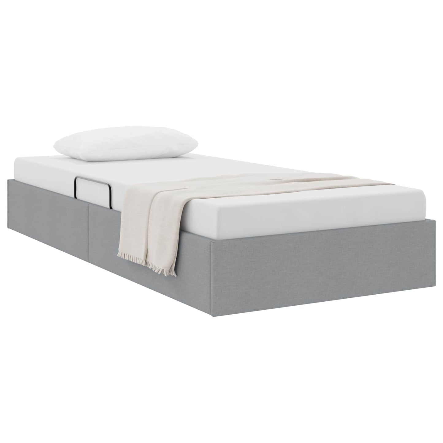 Ottoman Bedframe met opslag Lichtgrijs 90 x 200 cm Stof