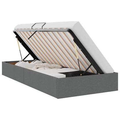 Ottoman Bedframe met opslag Donkergrijs 90 x 200 cm Stof