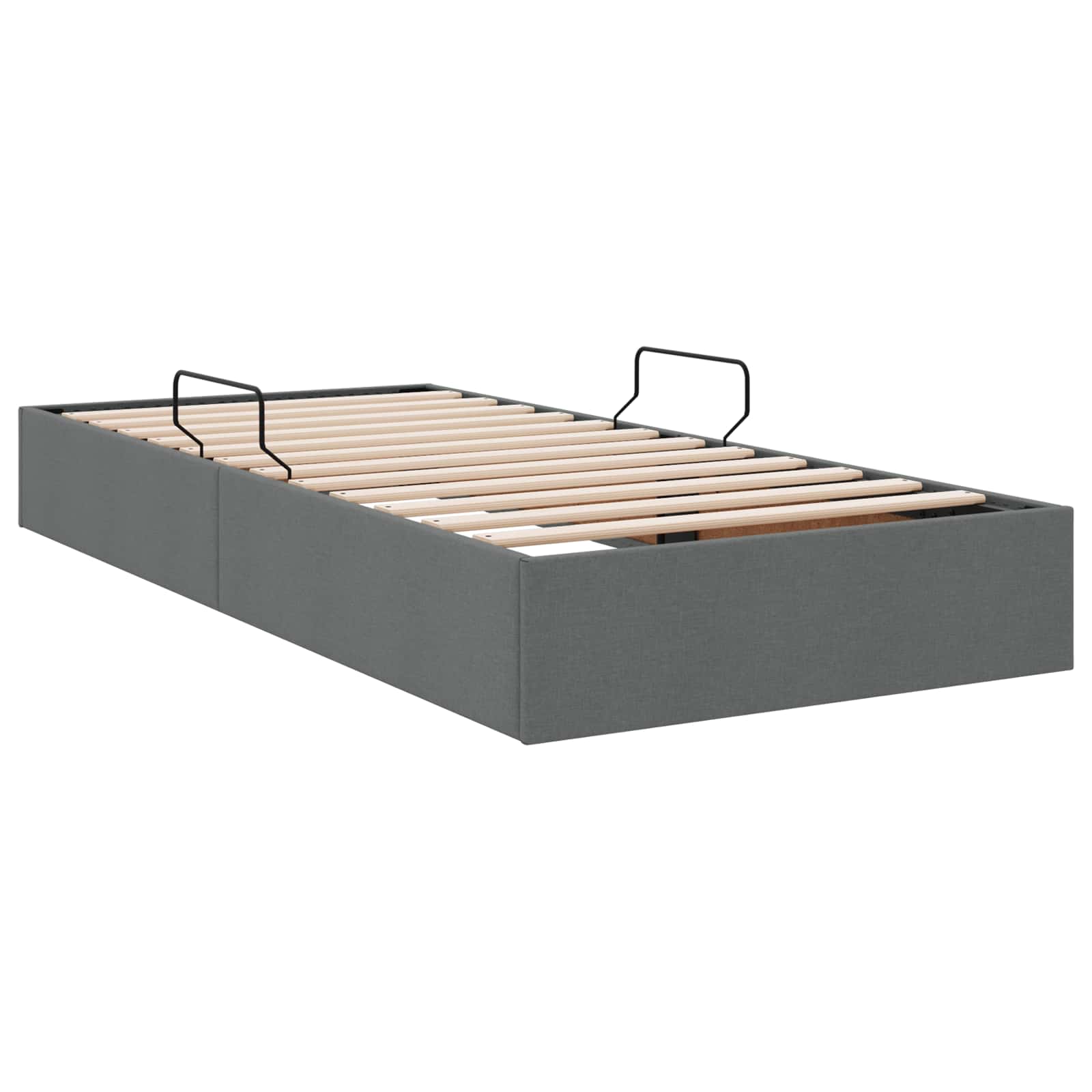 Ottoman Bedframe met opslag Donkergrijs 90 x 200 cm Stof