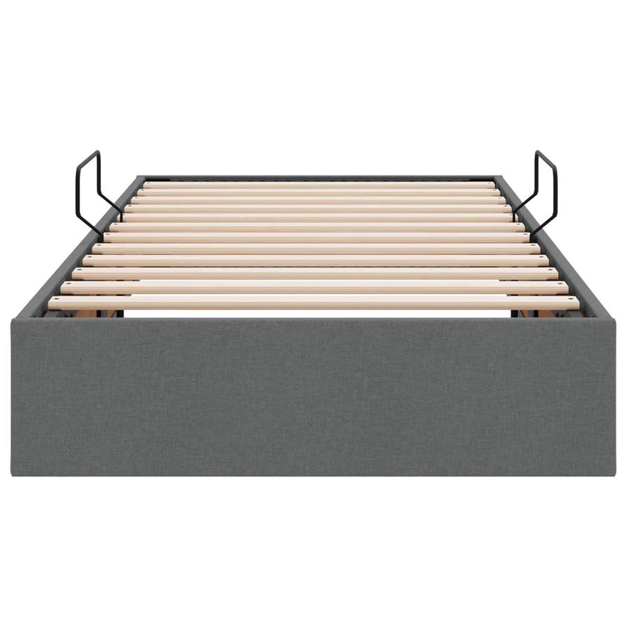 Ottoman Bedframe met opslag Donkergrijs 90 x 200 cm Stof