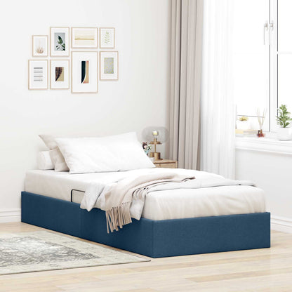 Ottoman Bedframe met opslag Blauw 90 x 200 cm Stof