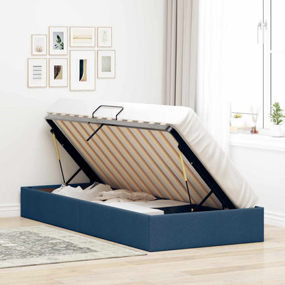 Ottoman Bedframe met opslag Blauw 90 x 200 cm Stof