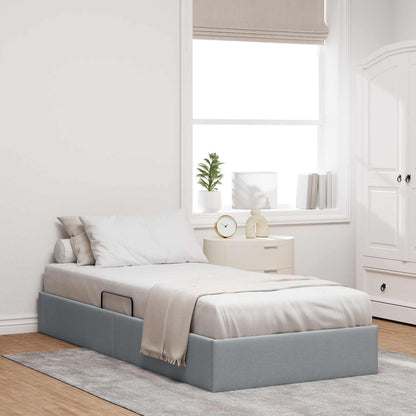 Ottoman Bedframe met opslag Lichtgrijs 100 x 200 cm Stof