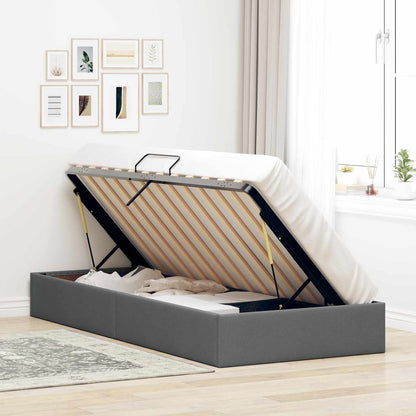 Ottoman Bedframe met opslag Donkergrijs 100 x 200 cm Stof