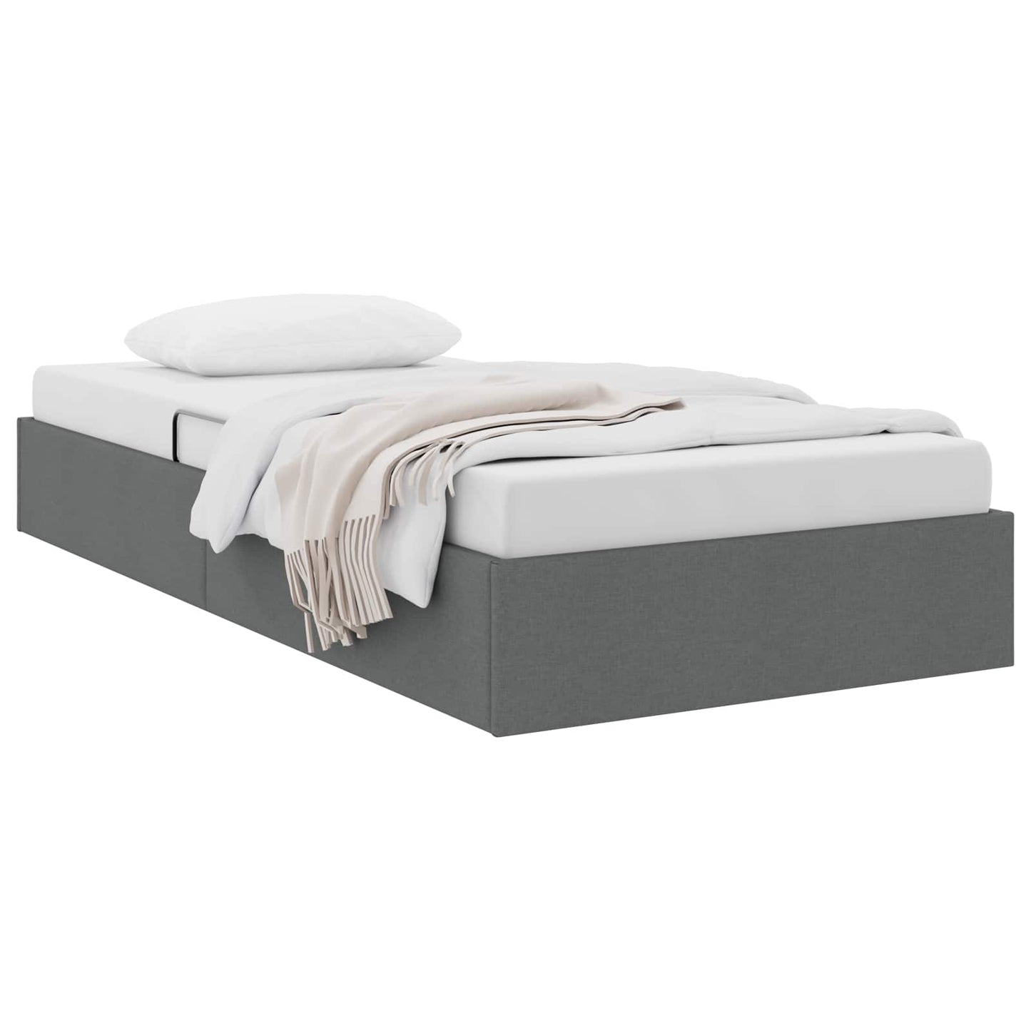 Ottoman Bedframe met opslag Donkergrijs 100 x 200 cm Stof