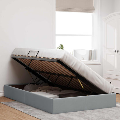 Ottoman Bedframe met opslag Lichtgrijs 120 x 200 cm Stof