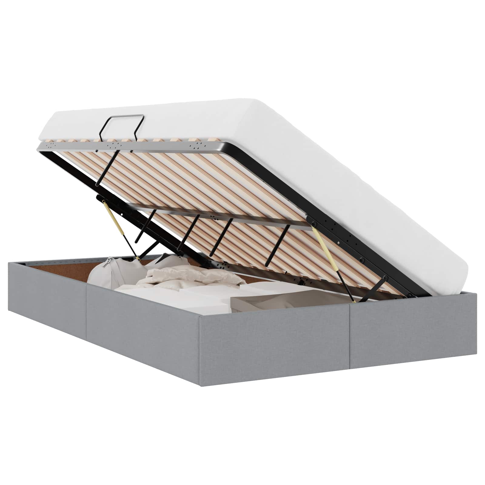 Ottoman Bedframe met opslag Lichtgrijs 120 x 200 cm Stof
