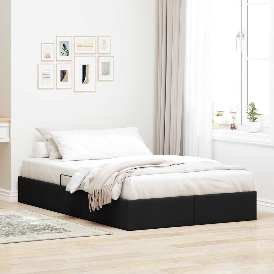 Ottoman Bedframe met opslag Zwart 120 x 200 cm Stof