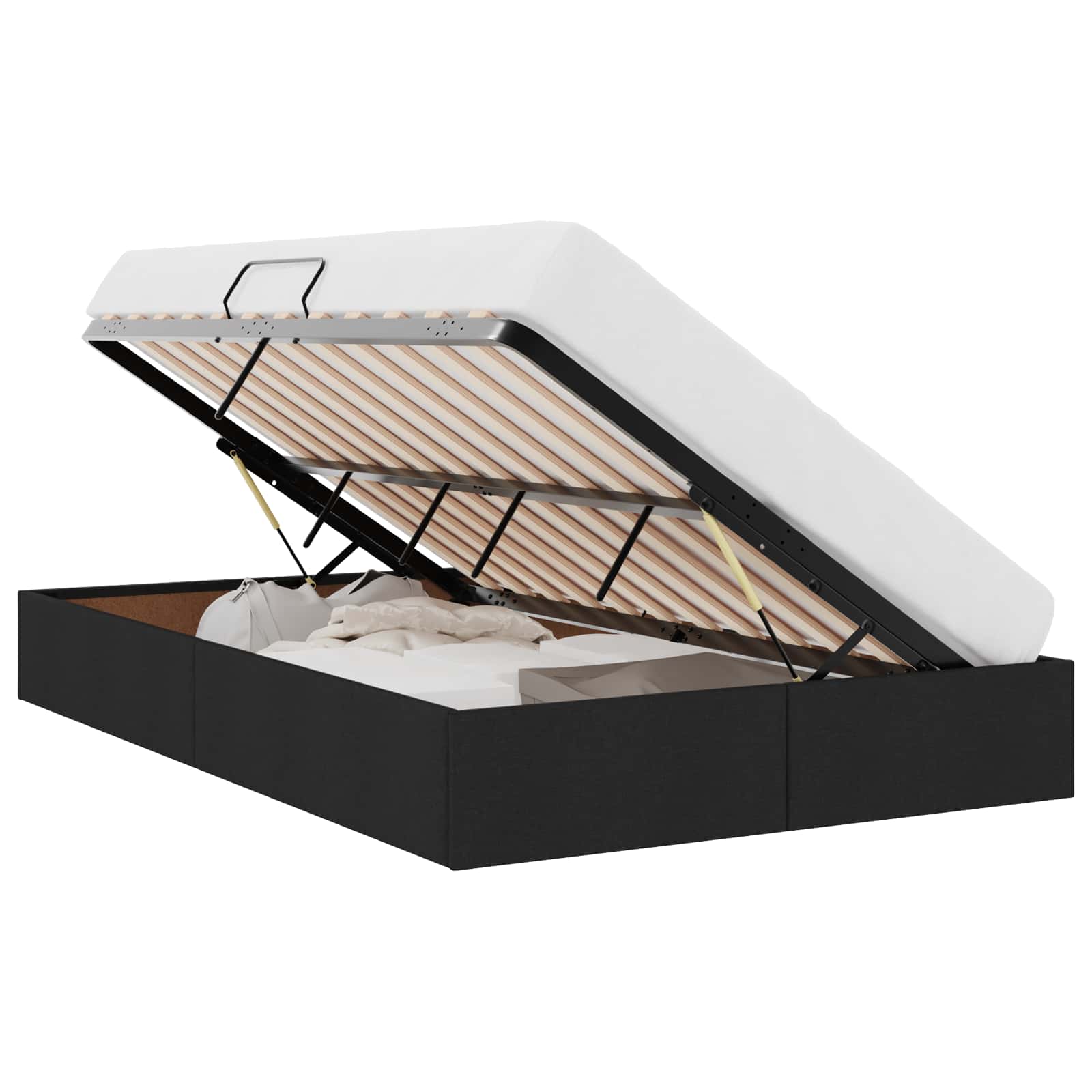Ottoman Bedframe met opslag Zwart 120 x 200 cm Stof