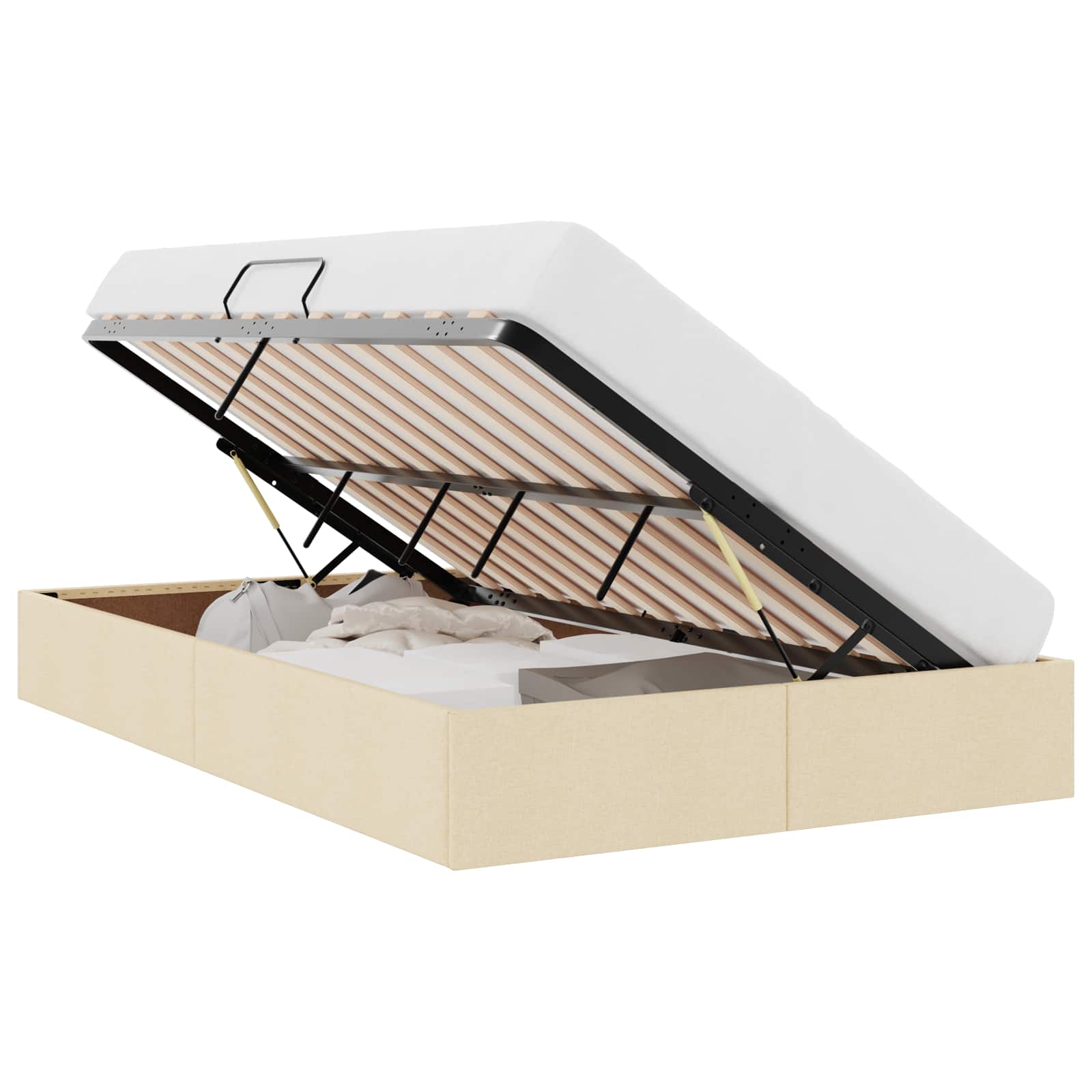 Ottoman Bedframe met opslag Crème 120 x 200 cm Stof