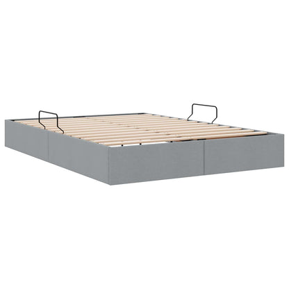 Ottoman Bedframe met opslag Lichtgrijs 140 x 190 cm Stof