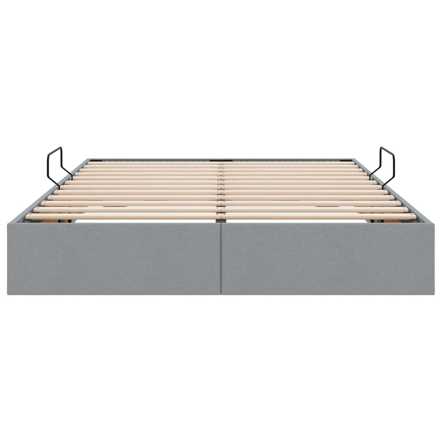 Ottoman Bedframe met opslag Lichtgrijs 140 x 190 cm Stof