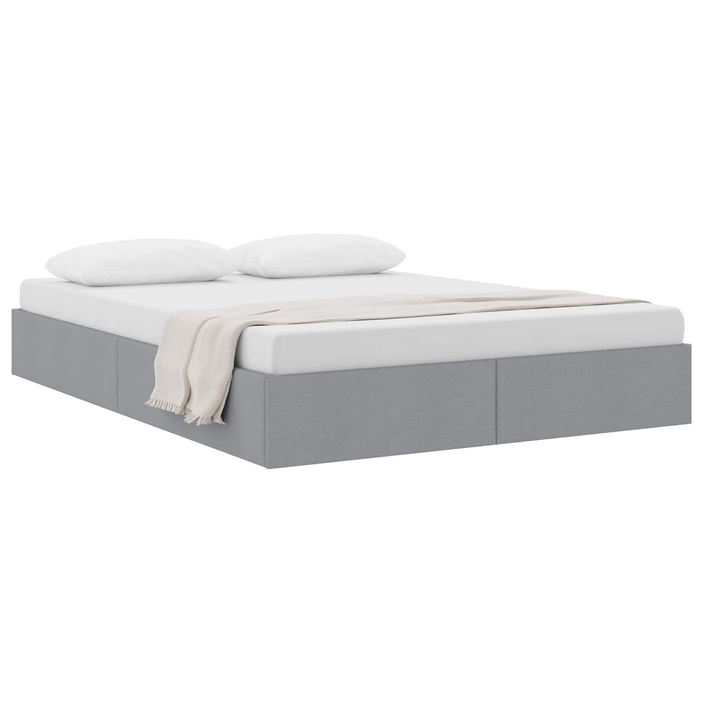 Ottoman Bedframe met opslag Lichtgrijs 140 x 190 cm Stof