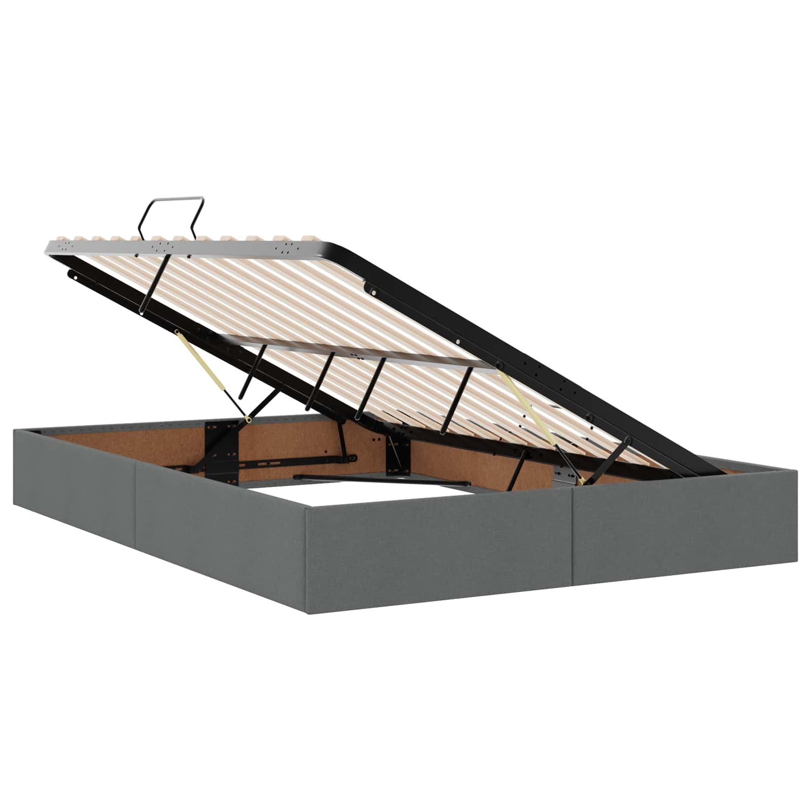 Ottoman Bedframe met opslag Donkergrijs 140 x 190 cm Stof