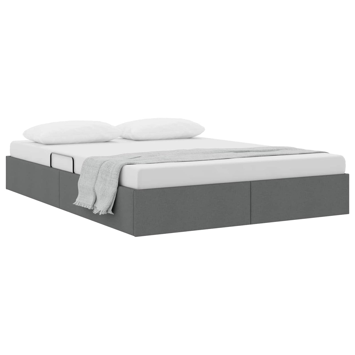 Ottoman Bedframe met opslag Donkergrijs 140 x 190 cm Stof