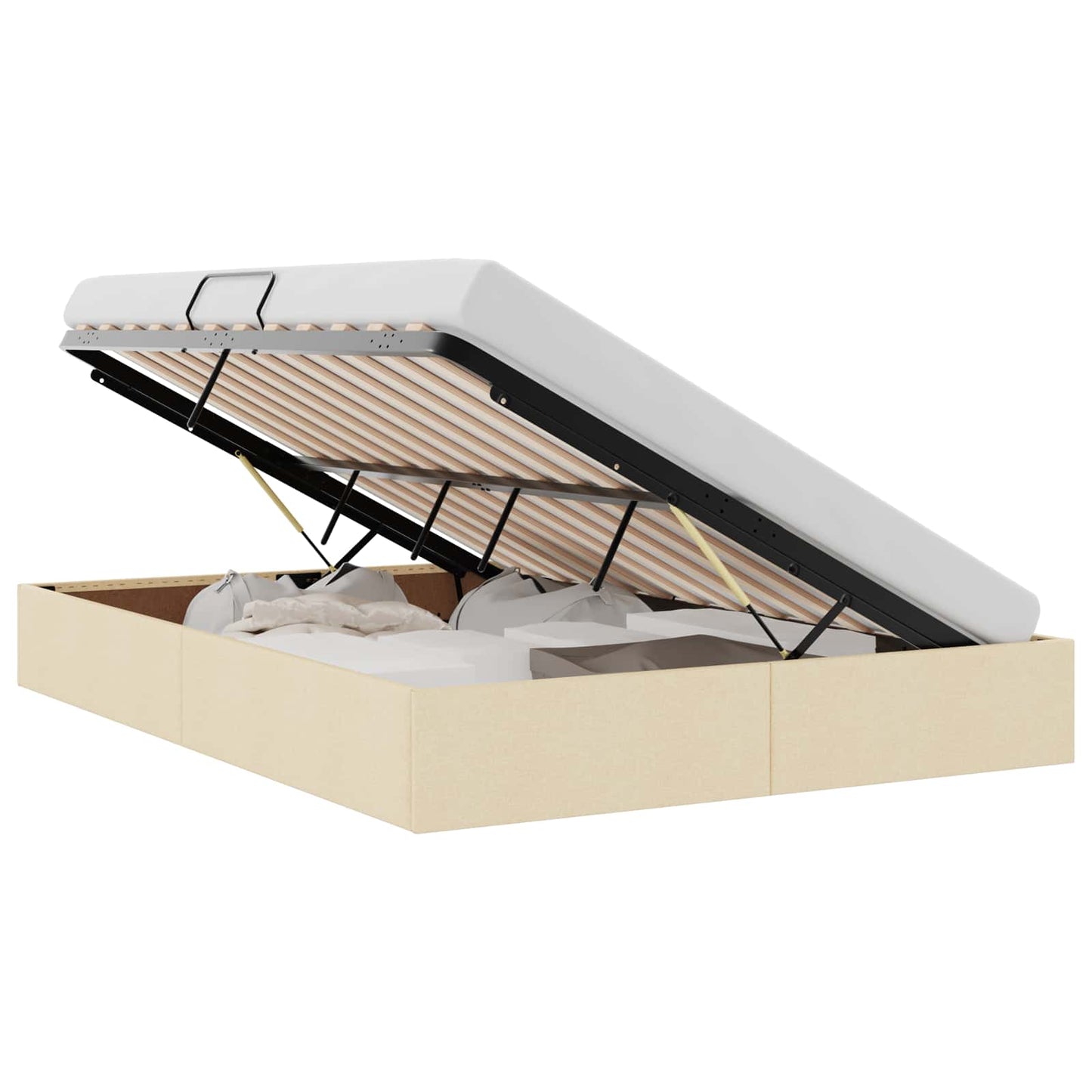 Ottoman Bedframe met opslag Crème 140 x 190 cm Stof