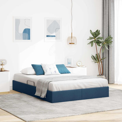 Ottoman Bedframe met opslag Blauw 140 x 190 cm Stof