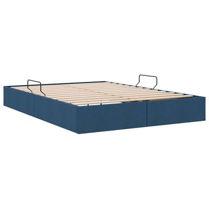 Ottoman Bedframe met opslag Blauw 140 x 190 cm Stof