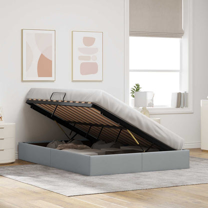 Ottoman Bedframe met opslag Lichtgrijs 140 x 200 cm Stof
