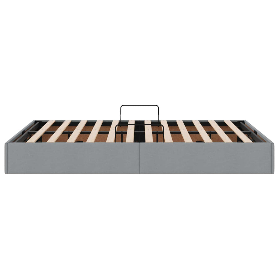 Ottoman Bedframe met opslag Lichtgrijs 140 x 200 cm Stof
