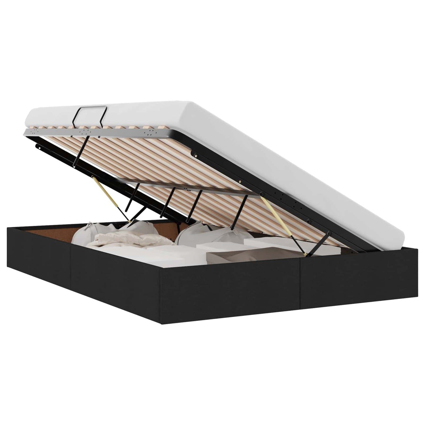 Ottoman Bedframe met opslag Zwart 140 x 200 cm Stof