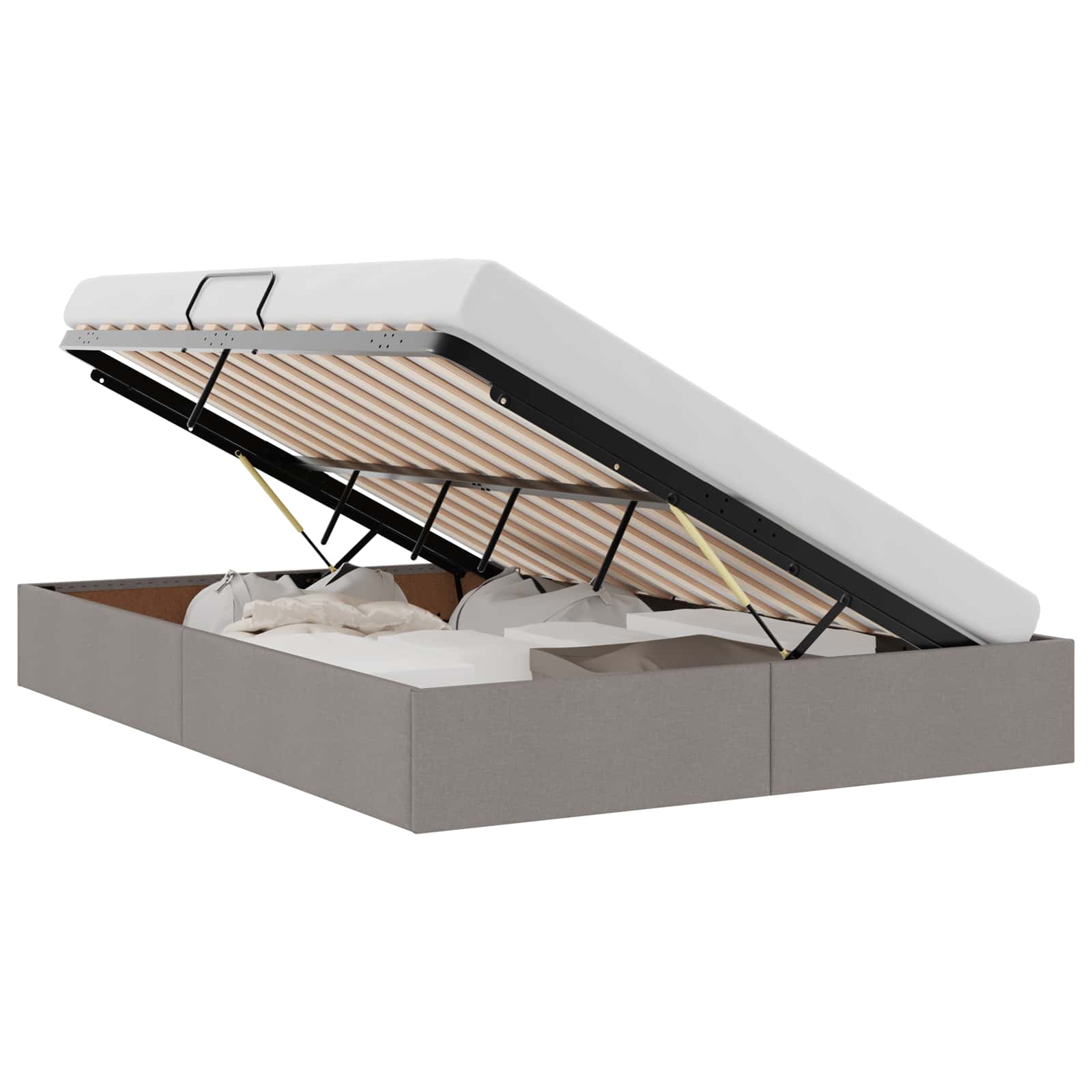 Ottoman Bedframe met opslag Taupe 140 x 200 cm Stof
