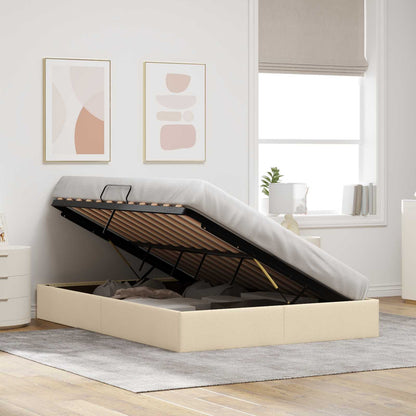 Ottoman Bedframe met opslag Crème 140 x 200 cm Stof