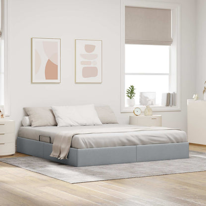 Ottoman Bedframe met opslag Lichtgrijs 160 x 200 cm Stof