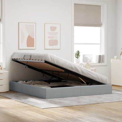 Ottoman Bedframe met opslag Lichtgrijs 160 x 200 cm Stof