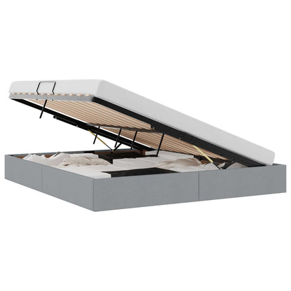 Ottoman Bedframe met opslag Lichtgrijs 160 x 200 cm Stof