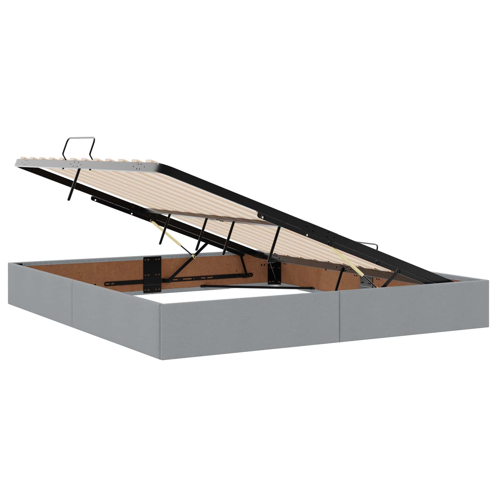 Ottoman Bedframe met opslag Lichtgrijs 160 x 200 cm Stof