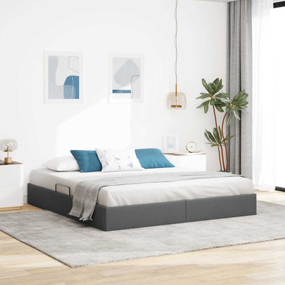 Ottoman Bedframe met opslag Donkergrijs 160 x 200 cm Stof