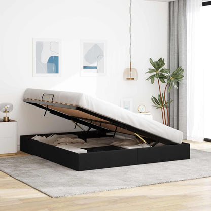 Ottoman Bedframe met opslag Zwart 160 x 200 cm Stof
