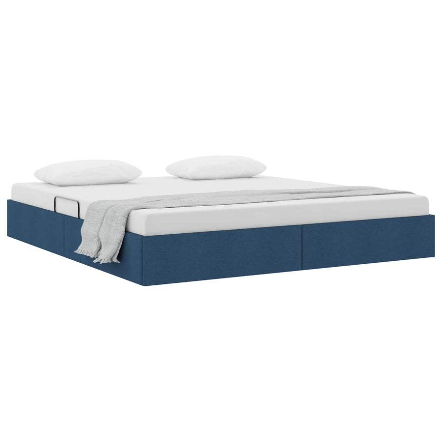 Ottoman Bedframe met opslag Blauw 160 x 200 cm Stof
