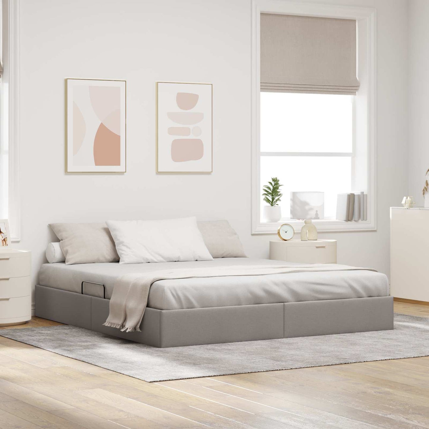 Ottoman Bedframe met opslag Taupe 180 x 200 cm Stof