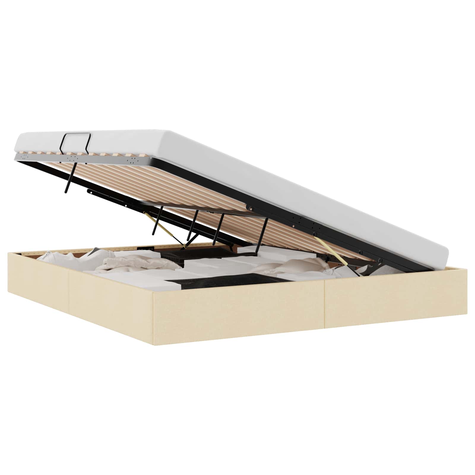 Ottoman Bedframe met opslag Crème 180 x 200 cm Stof