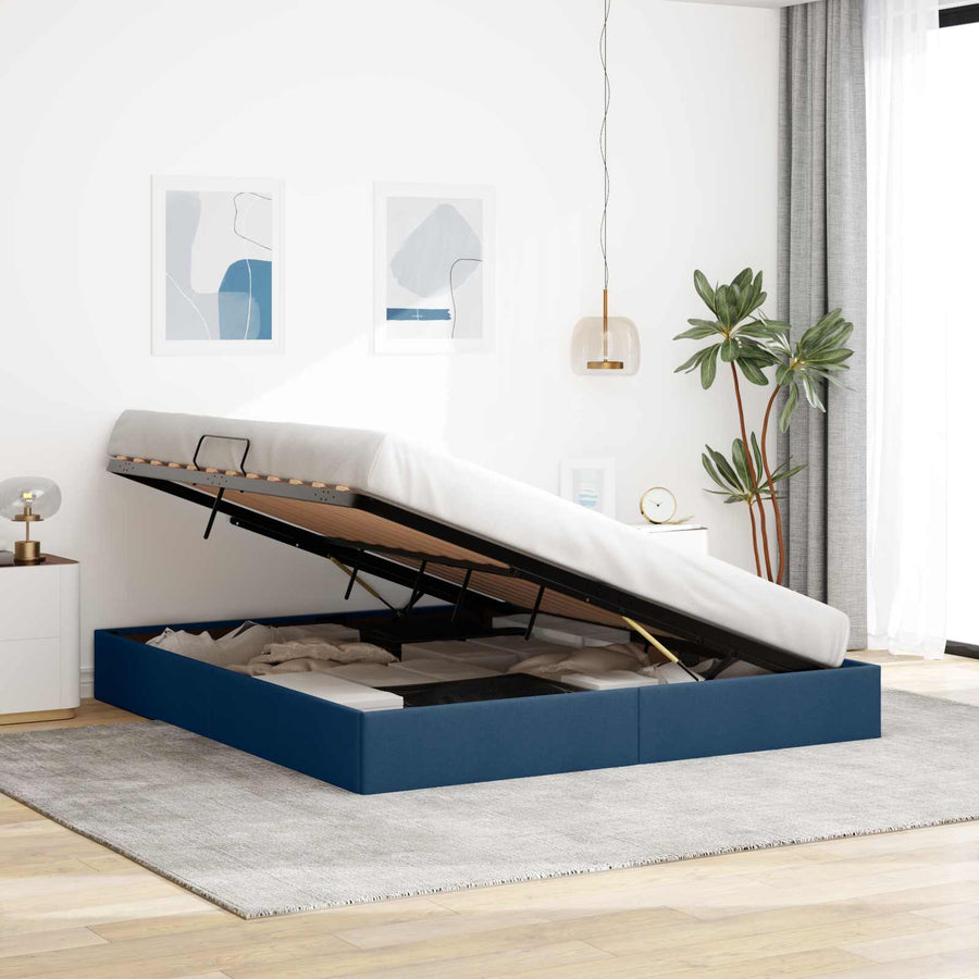 Ottoman Bedframe met opslag Blauw 180 x 200 cm Stof