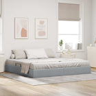 Ottoman Bedframe met opslag Lichtgrijs 200 x 200 cm Stof