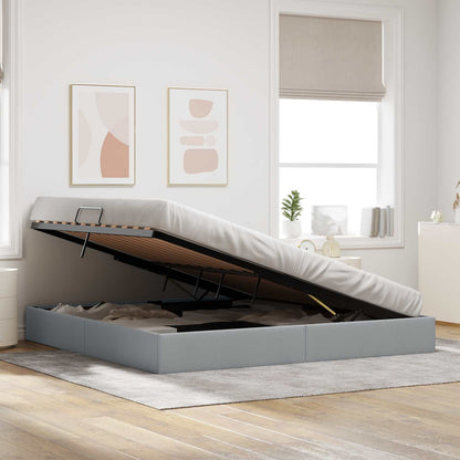 Ottoman Bedframe met opslag Lichtgrijs 200 x 200 cm Stof