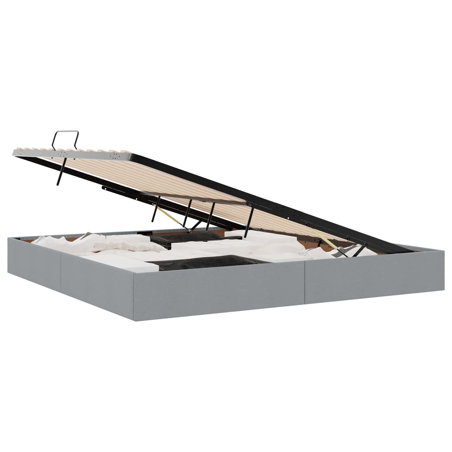 Ottoman Bedframe met opslag Lichtgrijs 200 x 200 cm Stof