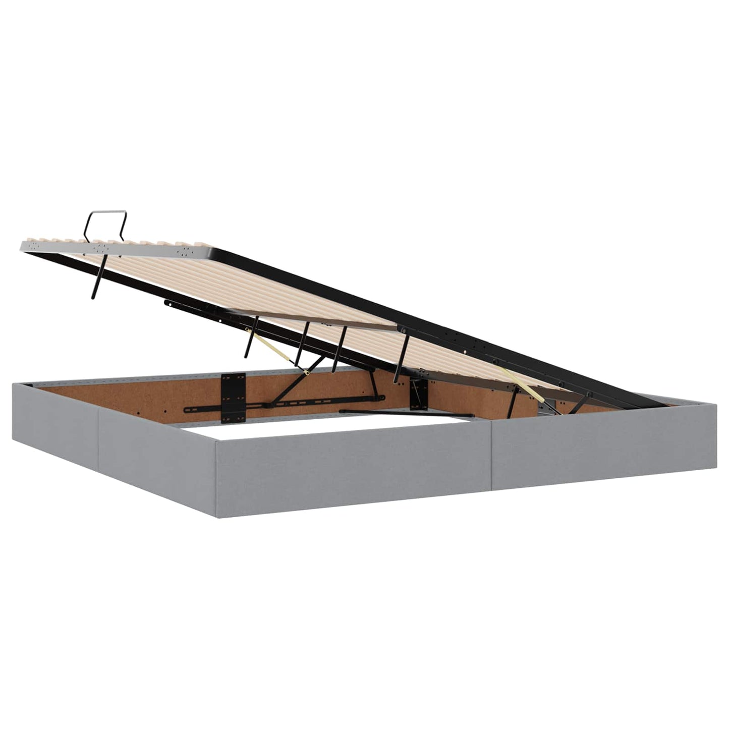Ottoman Bedframe met opslag Lichtgrijs 200 x 200 cm Stof