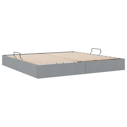 Ottoman Bedframe met opslag Lichtgrijs 200 x 200 cm Stof