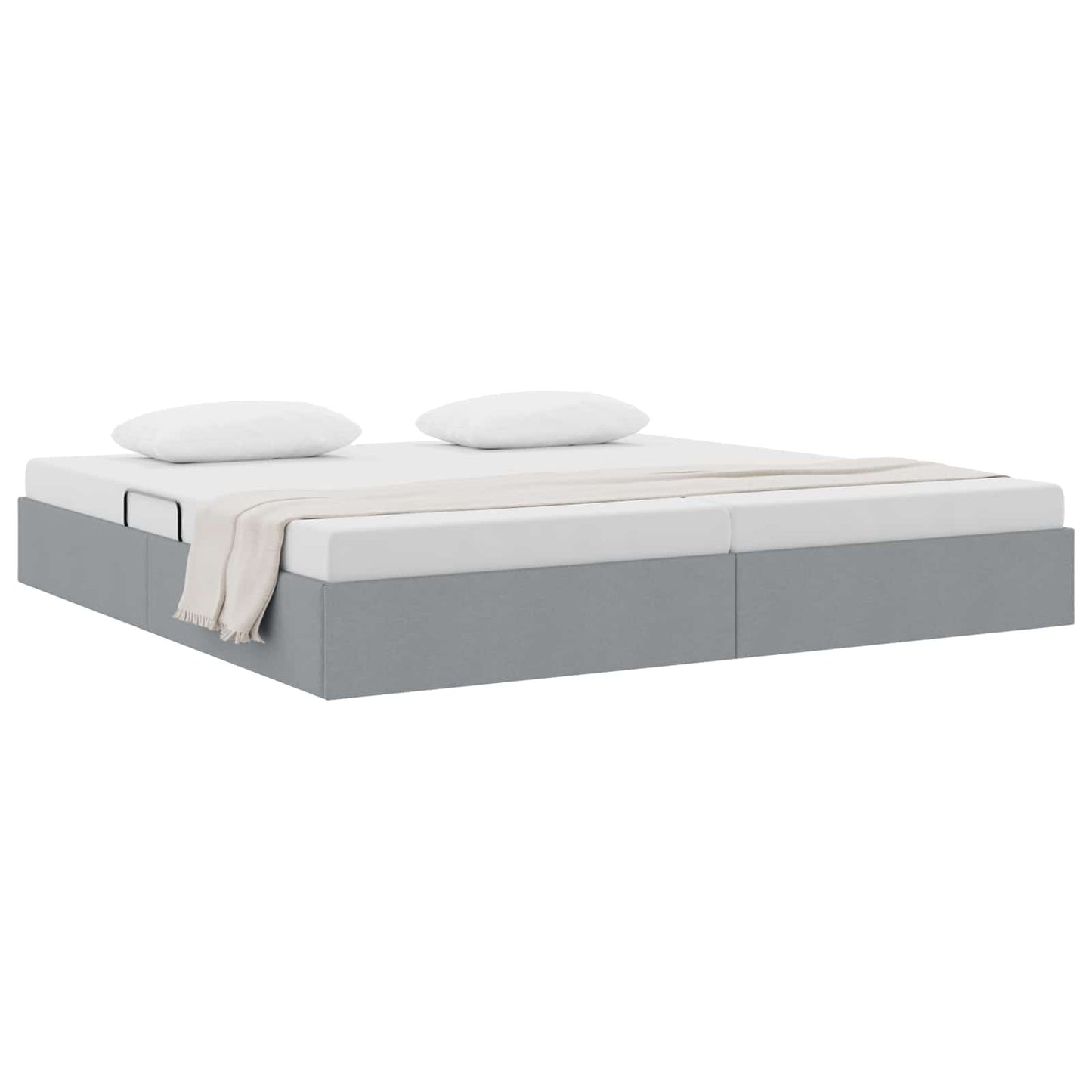 Ottoman Bedframe met opslag Lichtgrijs 200 x 200 cm Stof