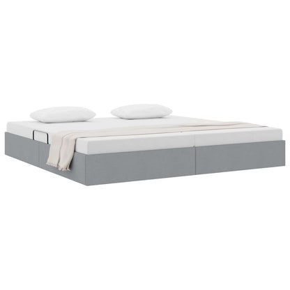 Ottoman Bedframe met opslag Lichtgrijs 200 x 200 cm Stof
