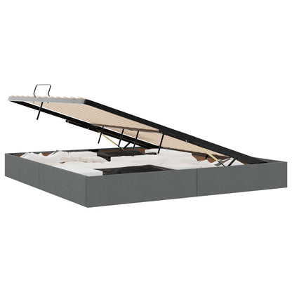 Ottoman Bedframe met opslag Donkergrijs 200 x 200 cm Stof