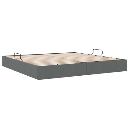 Ottoman Bedframe met opslag Donkergrijs 200 x 200 cm Stof