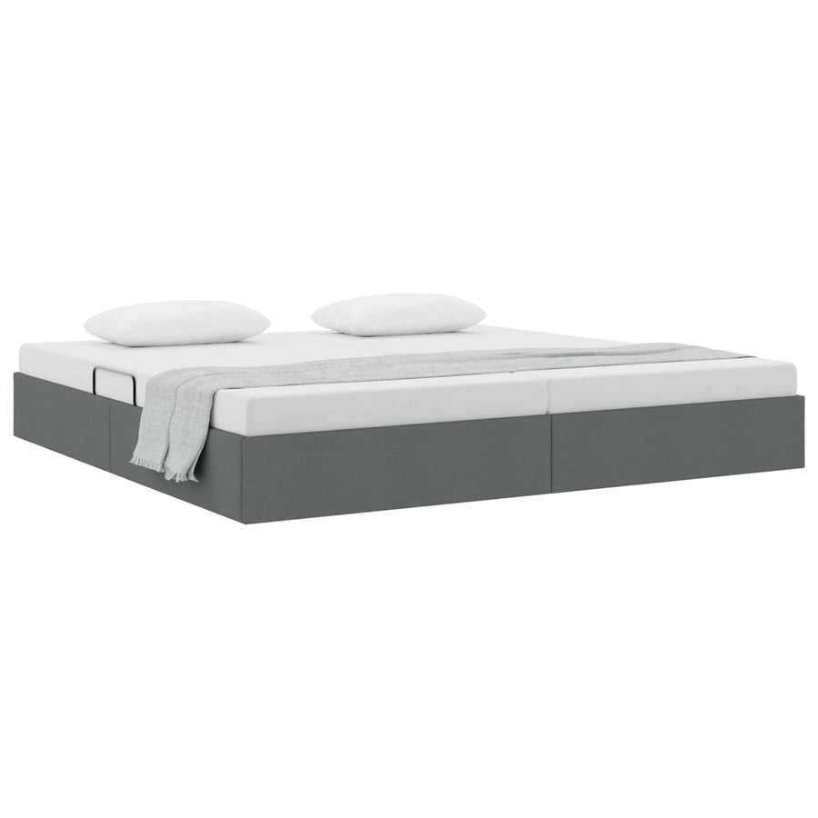 Ottoman Bedframe met opslag Donkergrijs 200 x 200 cm Stof