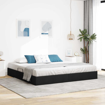 Ottoman Bedframe met opslag Zwart 200 x 200 cm Stof
