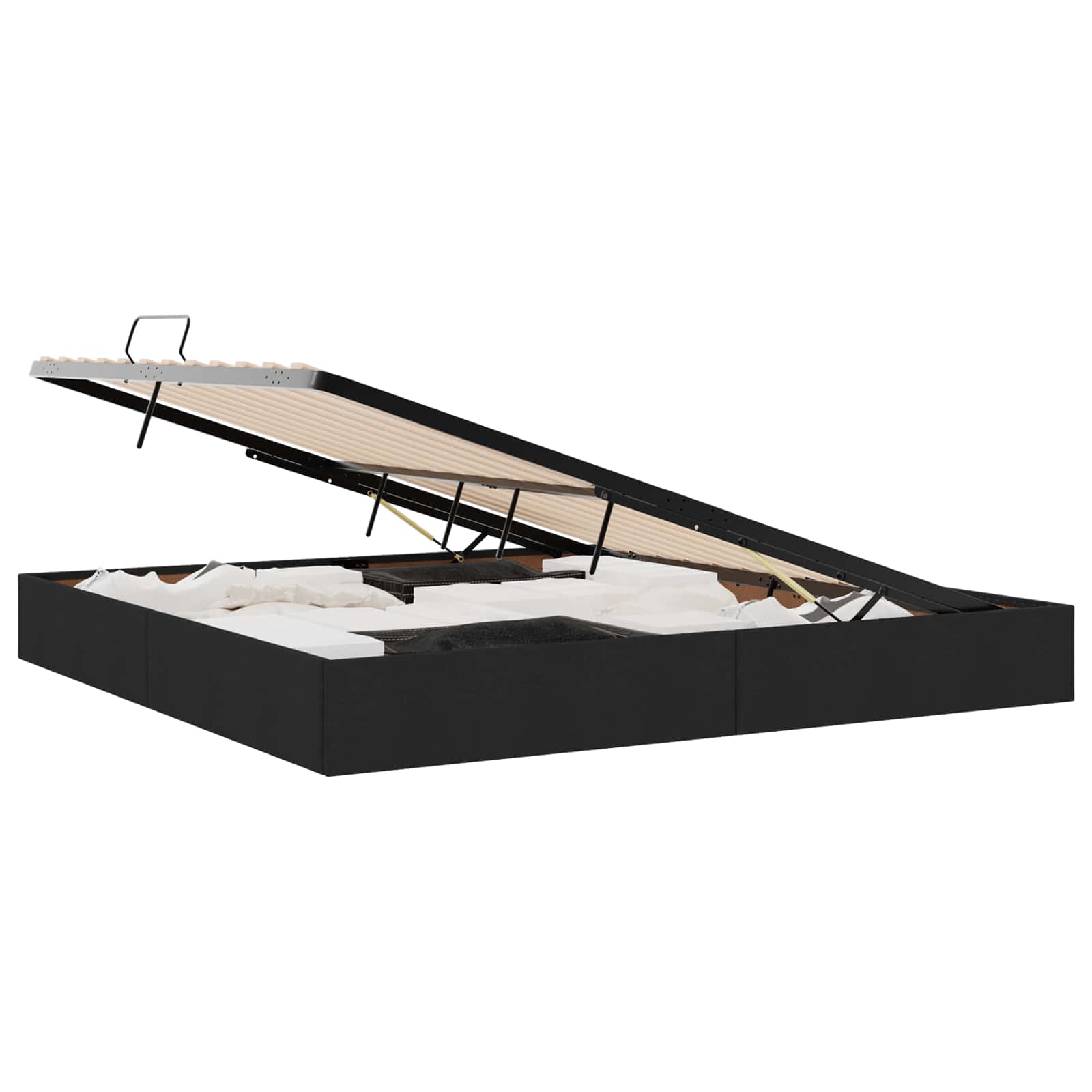 Ottoman Bedframe met opslag Zwart 200 x 200 cm Stof
