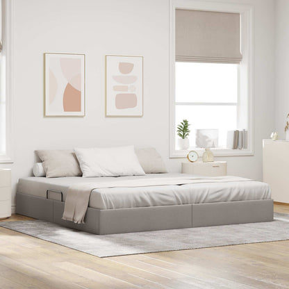 Ottoman Bedframe met opslag Taupe 200 x 200 cm Stof